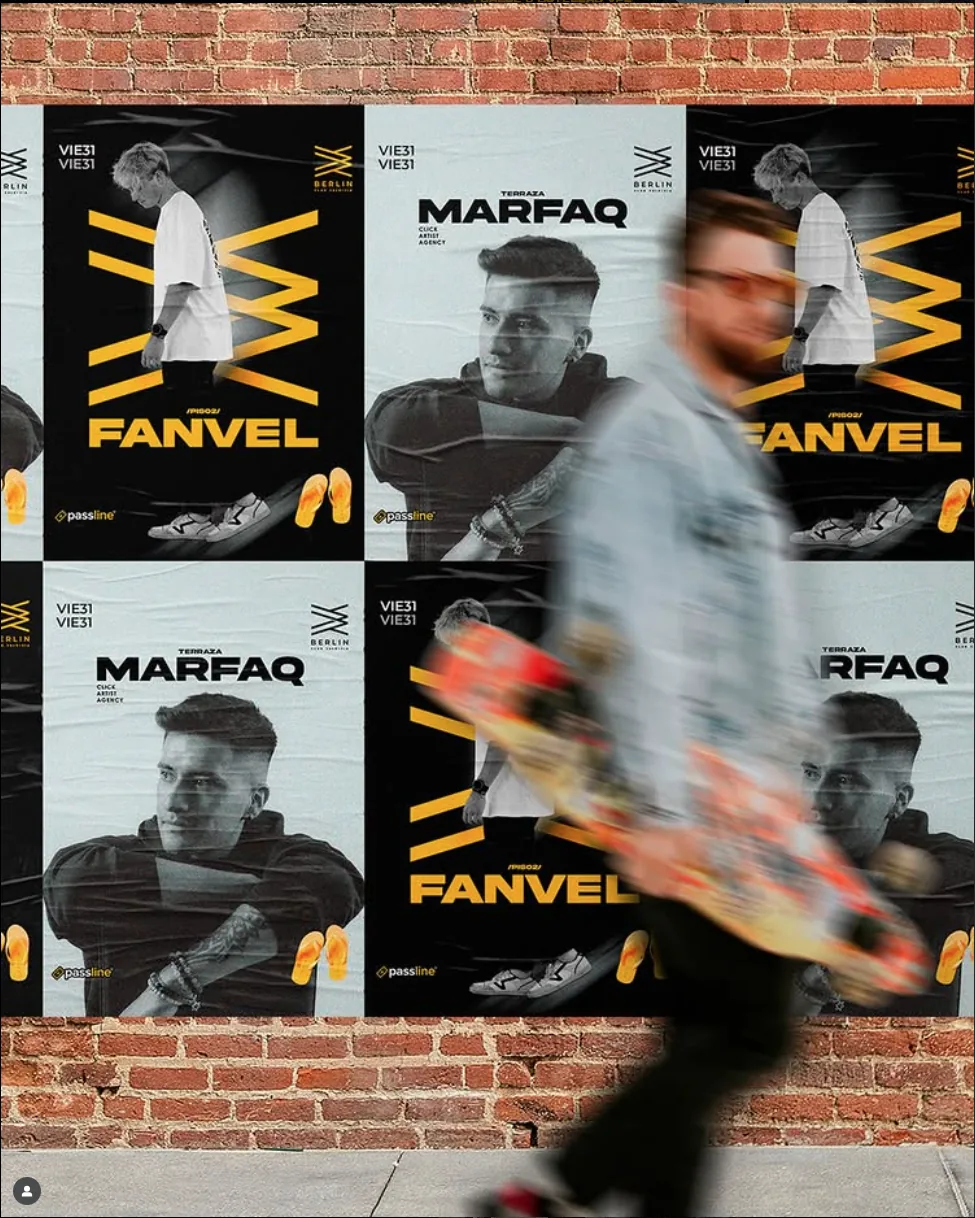Wall of Berlin Club artist posters