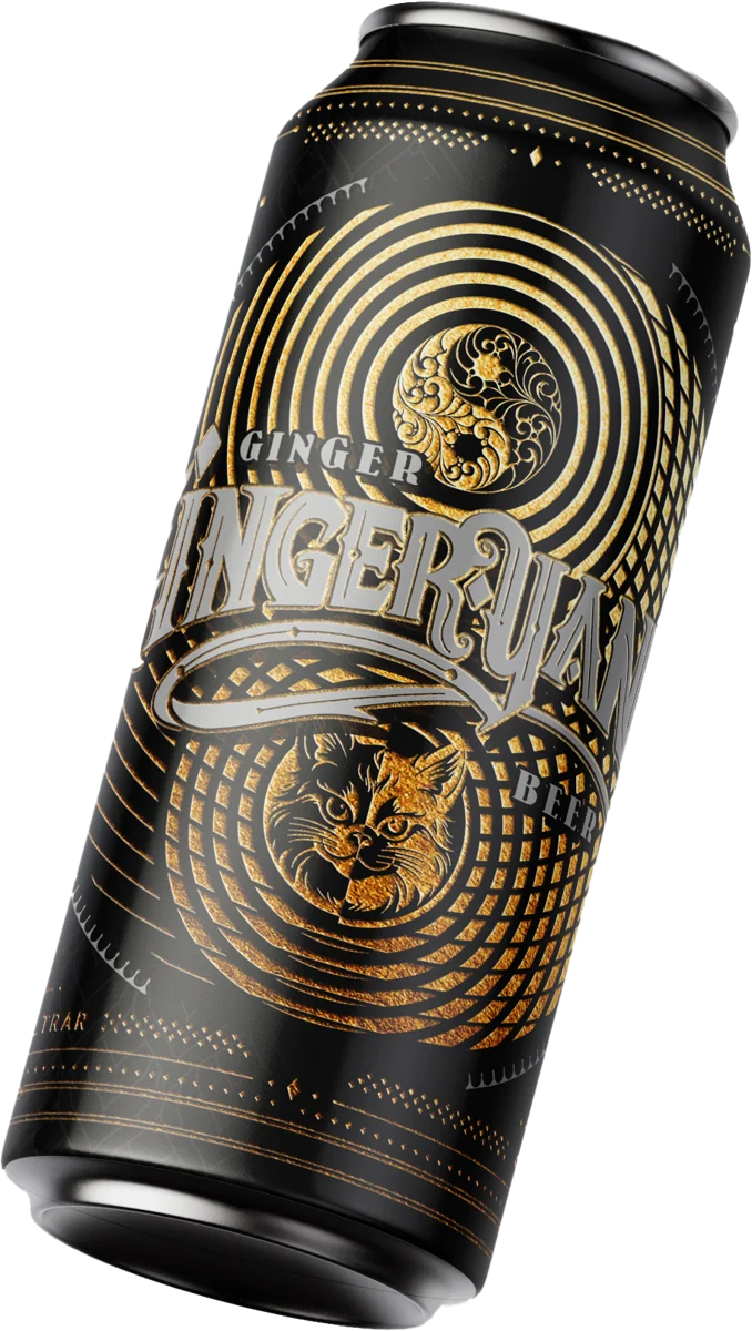 Ginger Yang can, black and gold